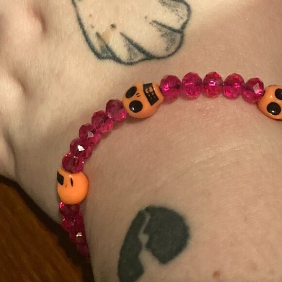 DOTD Pink and Orange Skull Bracelet - Picture 2 of 3